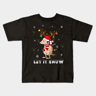 Hedgehog Let It Snow Christmas Dog Lights Kids T-Shirt